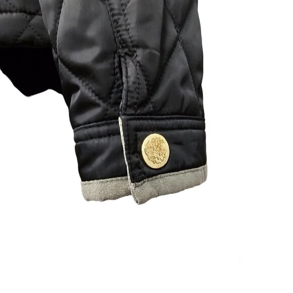 VINCE CAMUTO Quilted Faux Suede Trim Black Field Equestrian Jacket - Picture 12 of 16